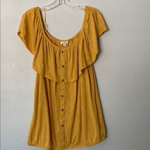 Yellow off the shoulder ruffle top